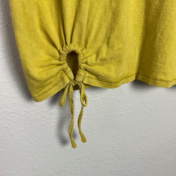 Aerie Women's Size Small Chartreuse Cotton Slub Cropped Keyhole Short Sleeve Tee - Picture 4 of 7